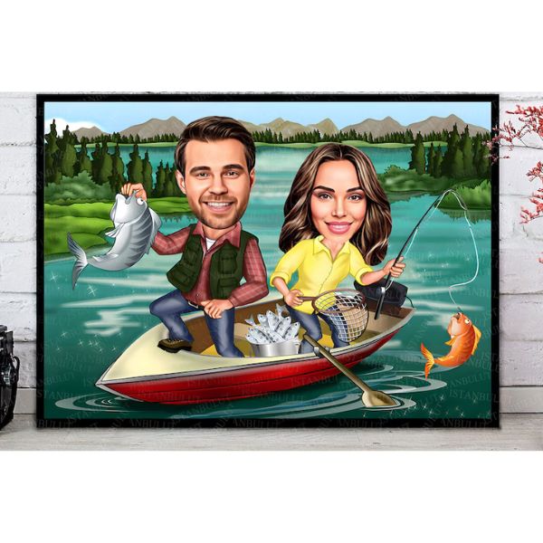 Cartoon Fisherman Portrait is a unique personalized fishing gift