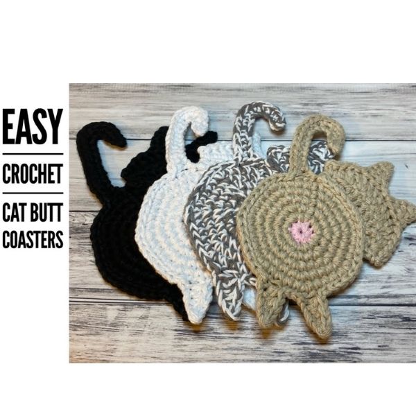 Keep your table safe in the quirkiest way possible with our cat butt coaster crochet set