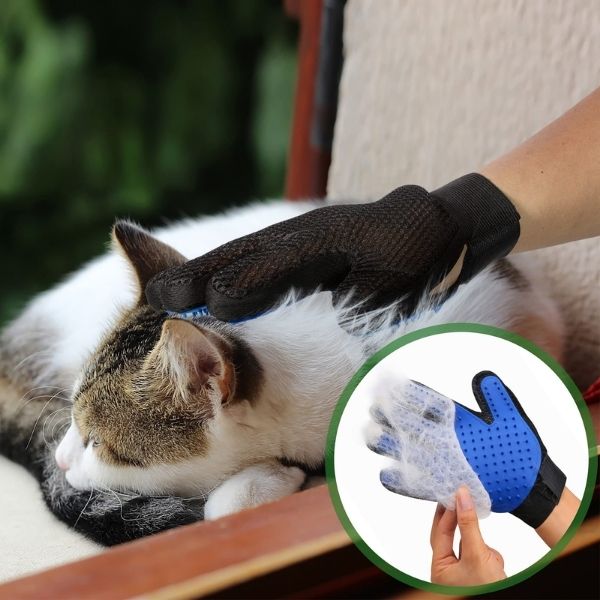 Enjoy bonding time with your feline friend while grooming away excess fur with our cat grooming glove