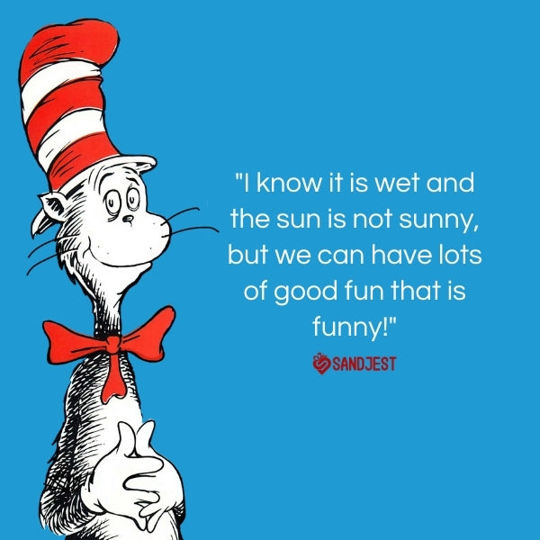 The Cat in the Hat stands in a signature pose, representing the playful spirit of Cat In The Hat quotes.