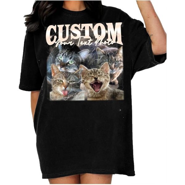 Cat Portrait Custom Airbrushed Apparel is a unique gift for cat moms