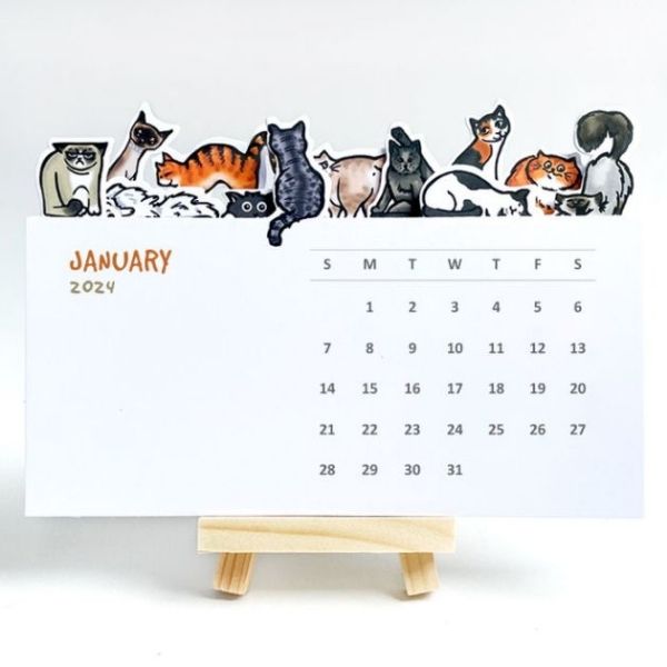 The Cat-Themed Calendar is a delightful blend of function and festivity