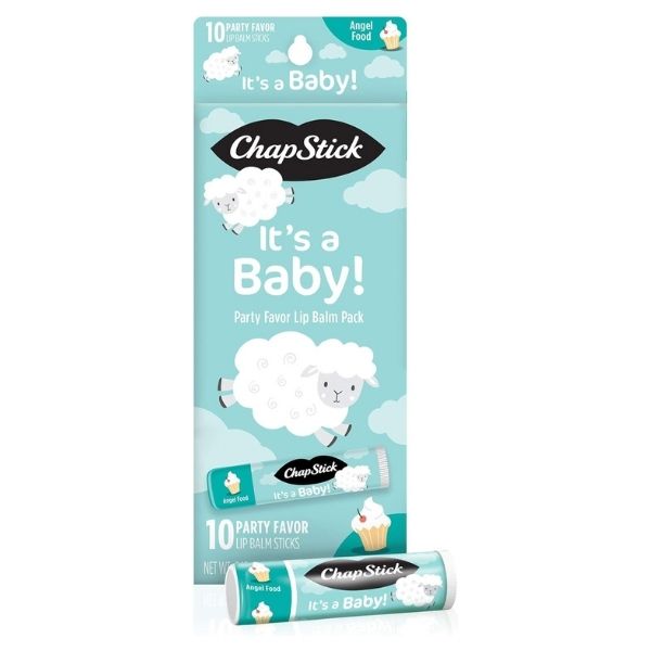 "It's a Baby!" Lip Balm adds a playful touch to baby shower favors.