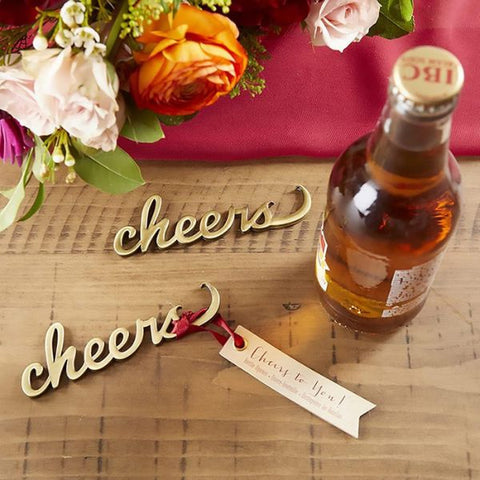 Stylish bottle openers, a celebratory wedding favor for guests.