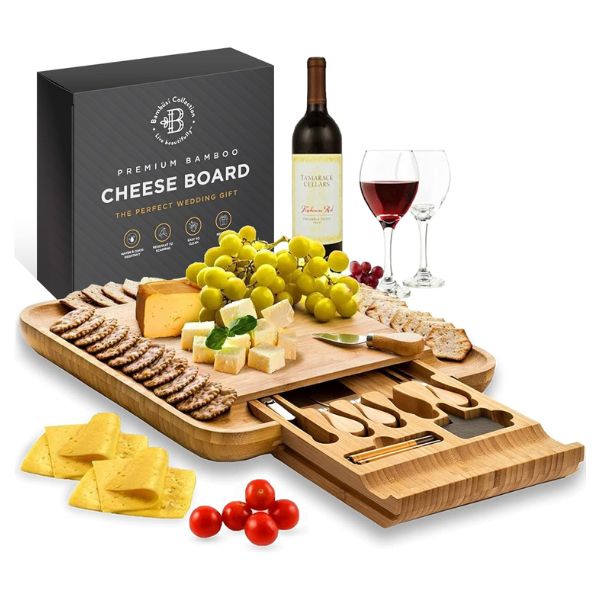 A stylish Cheese Board and Knife Set as a sophisticated gift for your girlfriend's mom