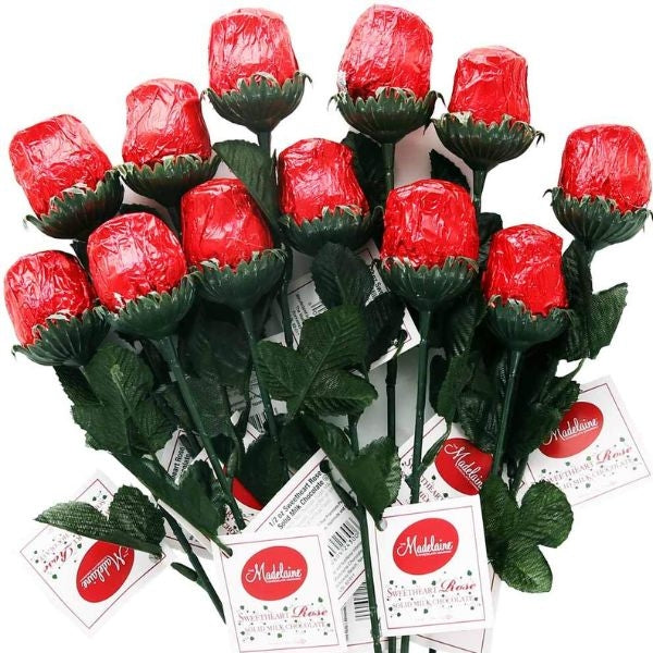Chocolate Red Sweetheart Roses, a unique edible arrangement for last minute Valentine's Day gifts.