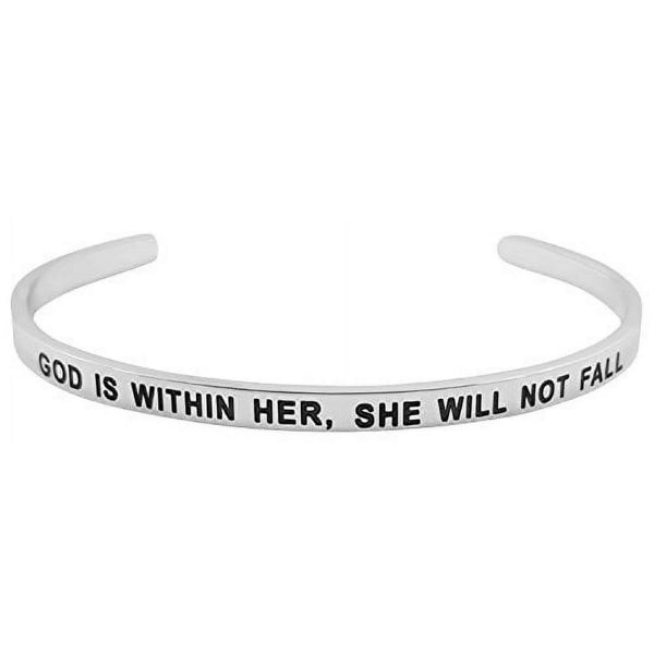 A Christian inspirational cuff, elegantly designed with words of faith and encouragement