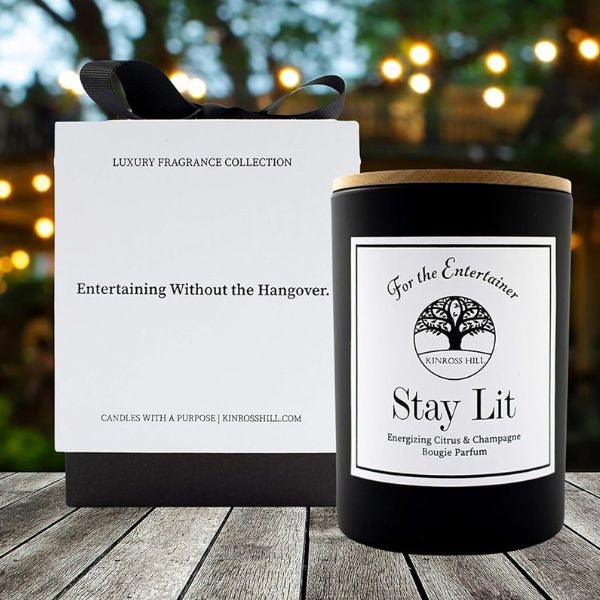Citrus & Champagne scented natural soy wax candle, refreshing New Year's Eve hostess gift.