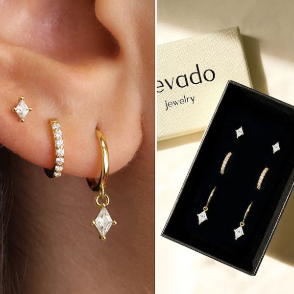 Classic diamond hoop earrings set as a timeless 60th anniversary gift choice.