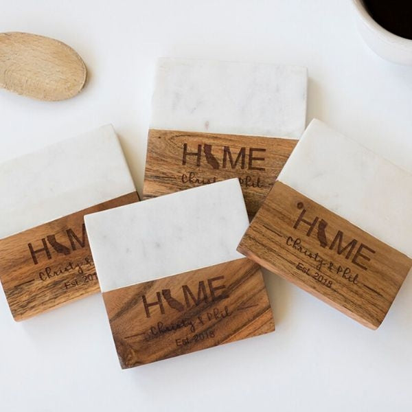 Elegant Coaster Set adds style to any home, a perfect housewarming gift for couples.