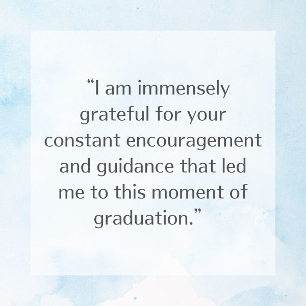 College graduate's personalized thank you message for graduation.