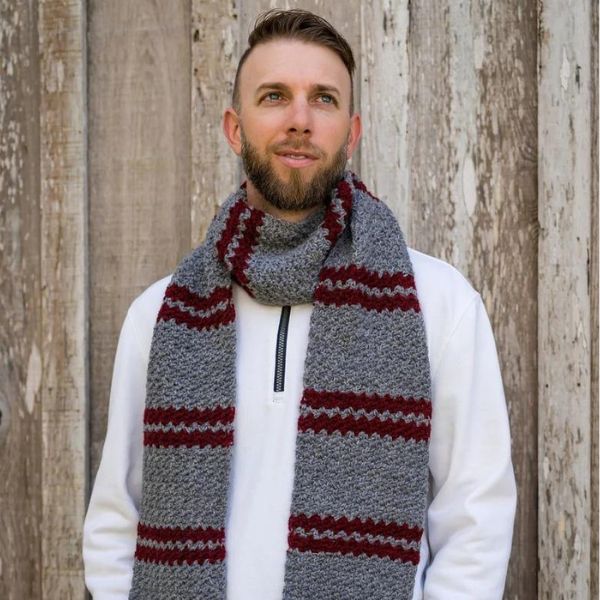 Collegiate Scarf, a stylish and customizable DIY gift for friends who cheer for their favorite team.