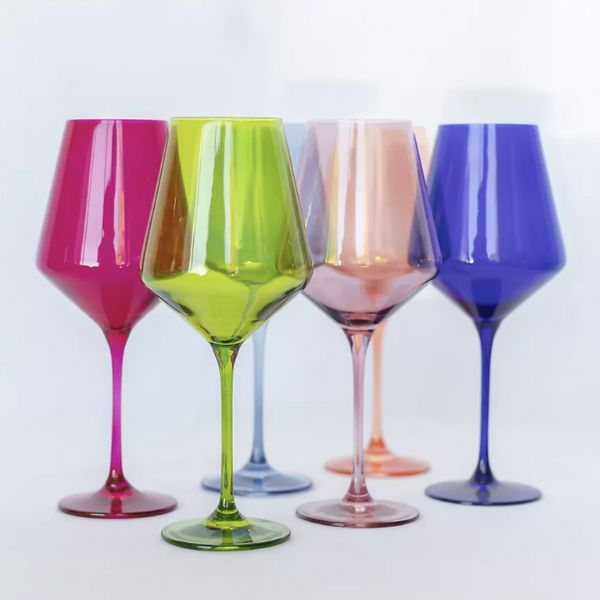 An elegant Colored Glass Mixed Stemware Set is an ideal gift for mom from daughter