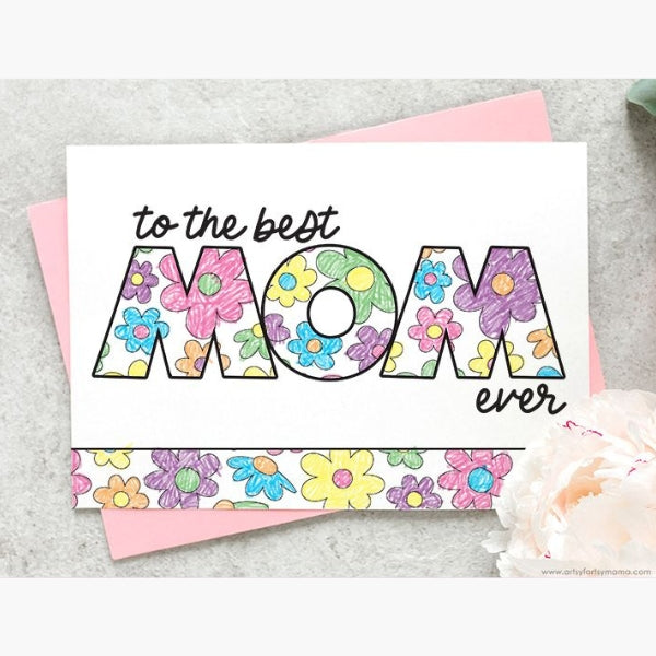 A Mother's Day coloring card ready for personalization, perfect as a diy mothers day card idea.