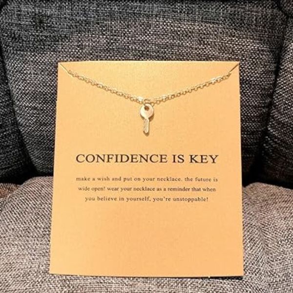 Empower them with a Confidence Is Key Necklace - a confidence-boosting graduation gift.