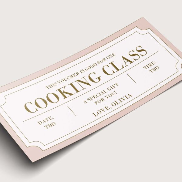 A Cooking Class Voucher, the perfect 'Wedding Gift for Friend' for culinary adventures.