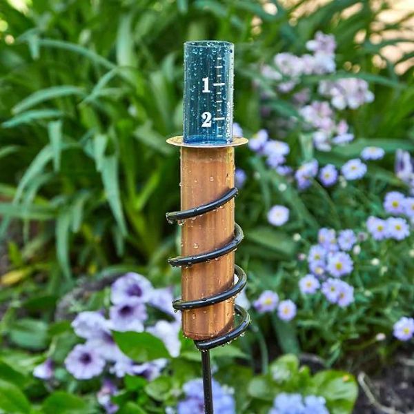 Precision copper rain gauge, an insightful gardening gift for weather-wise dads.