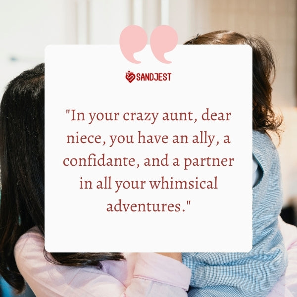 A quote capturing the fun dynamic between an aunt and her niece, perfect for articles on crazy aunt and niece quotes.