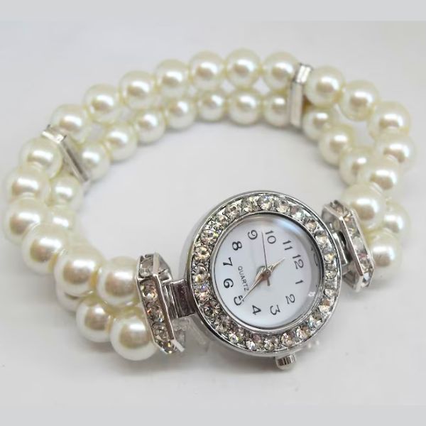 Cream Glass Pearl Ladies Wrist Watch symbolizing sophistication for a 30th anniversary gift