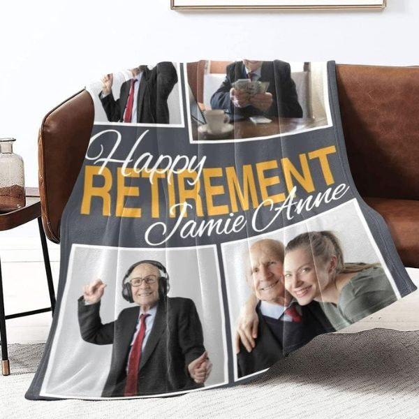 Soft Custom Blanket For Retirement, personalized for cozy evenings