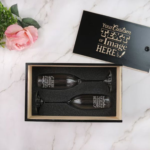 Custom champagne flute set as an exquisite retirement gift for celebrating special moments.