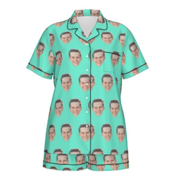 Custom Dad Face Silk Pajama Set for a humorous and comfy funny Father's Day gift.