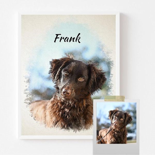 A personalized custom dog portrait, a heartwarming gift for dog moms.