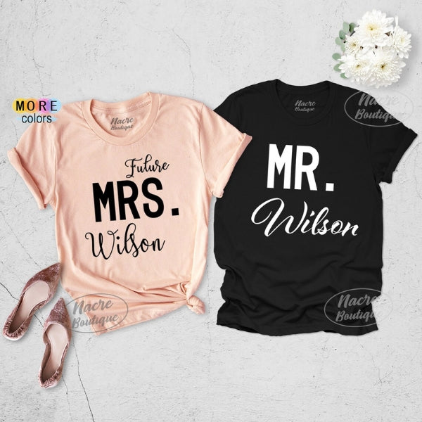 Custom Engagement T-Shirts for the couple celebrating their commitment.