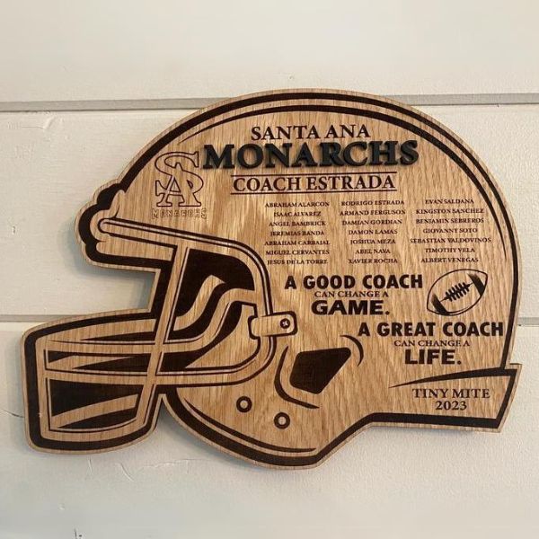 Custom engraved plaque for a football coach, a prestigious football coach gift