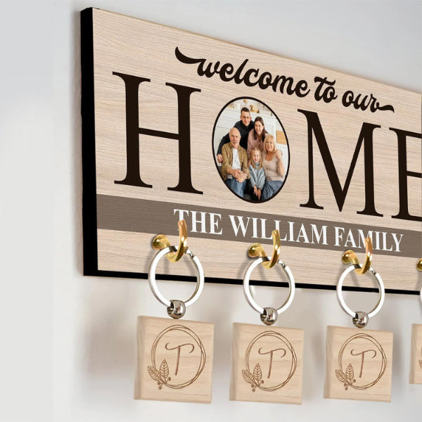 Custom Key Hook with family photo, sentimental retirement gifts for mom.