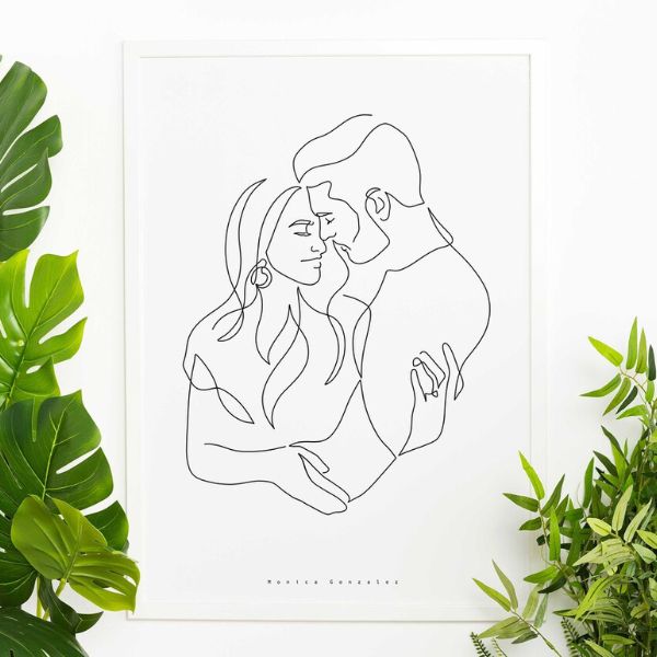 Custom Line Portrait, a personalized and artistic anniversary gift for boyfriend.