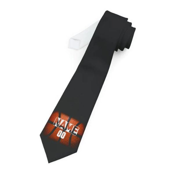 Custom necktie with basketball motifs - formal basketball coach gifts