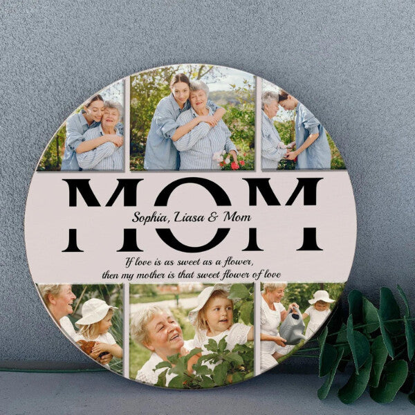 Custom Photo Round Wood Sign, personalized home decor retirement gifts for mom.