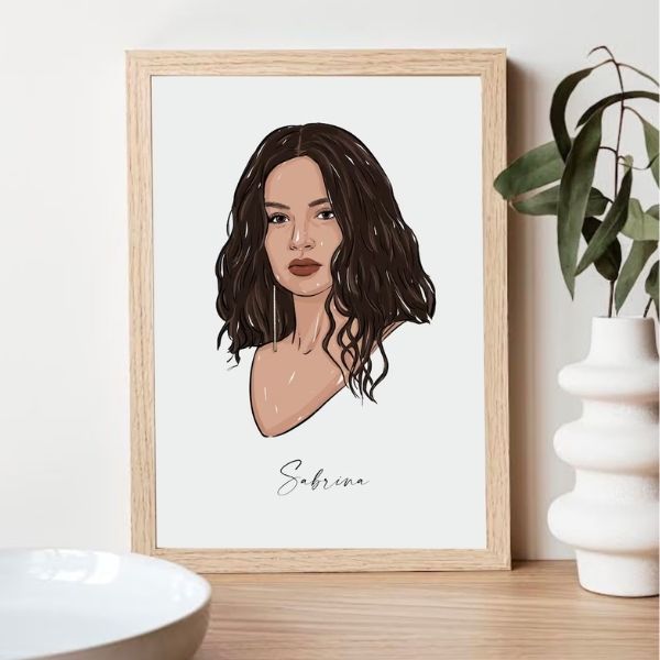 Custom Portrait Illustration, a personalized graduation gift for her, capturing her unique essence in a custom-made artwork.