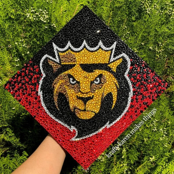 Custom Rhinestone Topper Graduation Cap adds sparkle to graduation cap ideas.