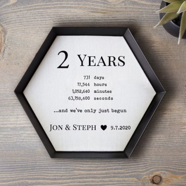 Custom Tray Cotton Anniversary 2nd Anniversary Gifts, elegantly personalized for a special celebration.