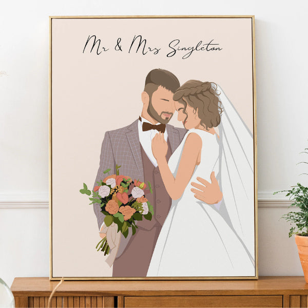 A Personalized Wedding Illustration, a work of art and emotion combined, a meaningful wedding gift for mom to cherish the memories of her special day.