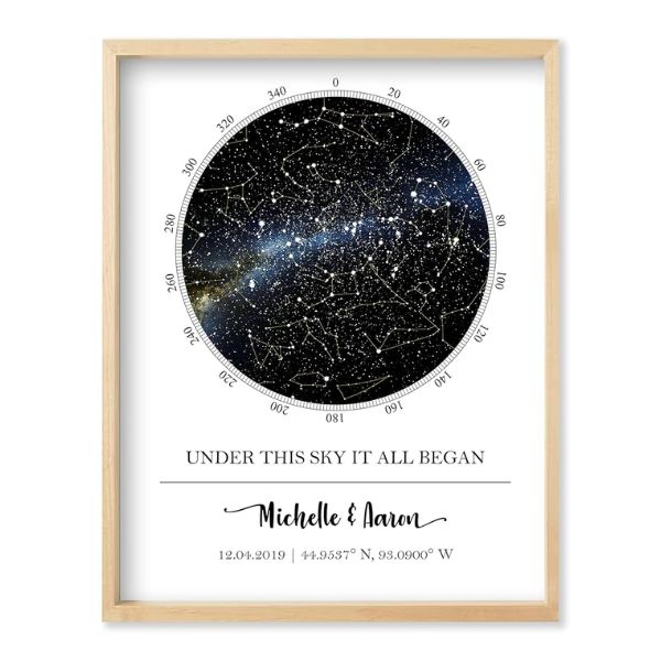 Custom Star Map, a unique 45th anniversary gift capturing the night sky on your special day.