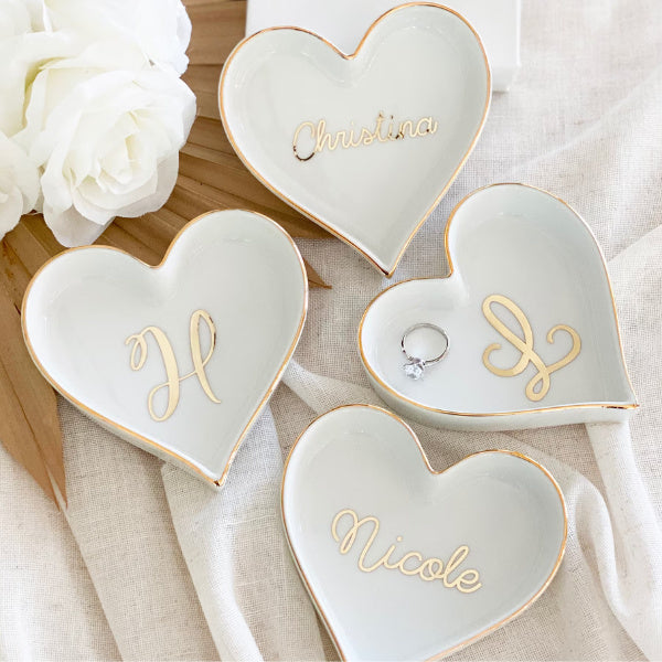 The Customizable Heart-Shaped Dish, a unique expression of love, a heartfelt wedding gift for mom to adorn her home with on her special day.