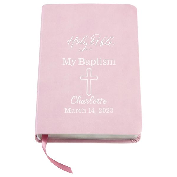 Personalized Keepsakes: A customized baptismal Bible with the child's name embossed on the cover.