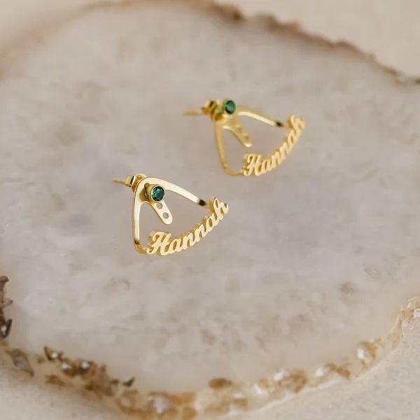 Exquisite customized birthstone earrings, creating a unique and meaningful anniversary gift that celebrates their individuality.
