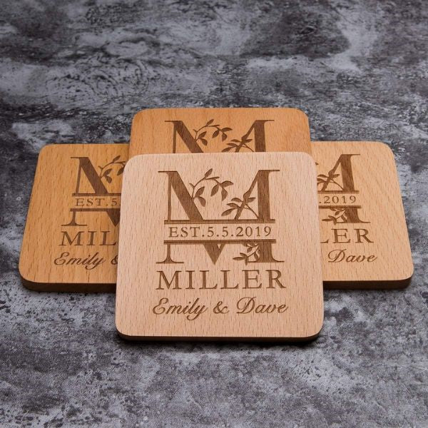 Customized Coasters with Love Messages, practical and sentimental DIY Valentine's gifts.