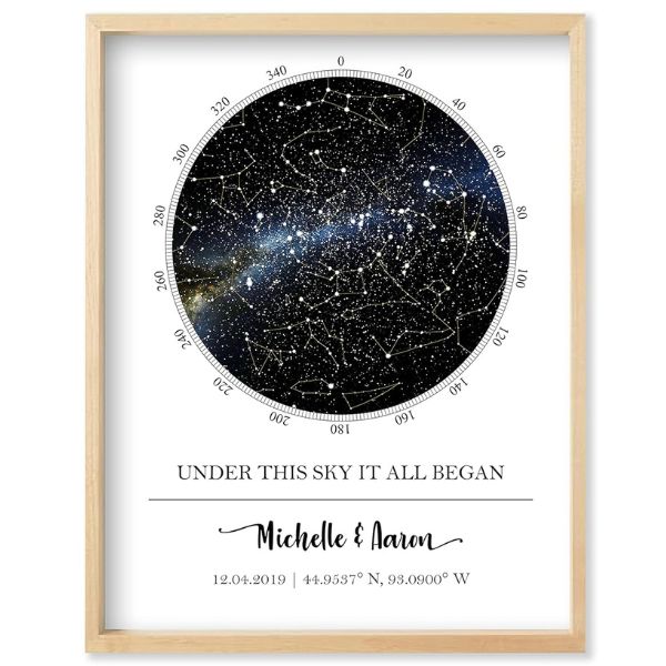 Map your love in the stars with the Custom Star Map - a celestial and personalized gift for couples.
