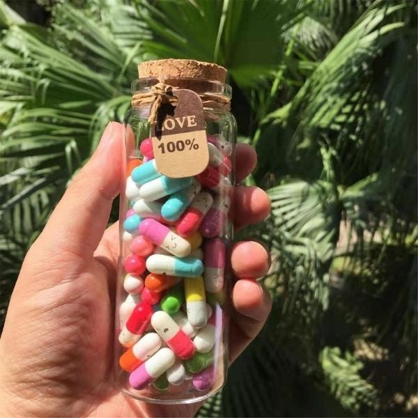Cute Capsules In A Glass Bottle for Him – Perfect Valentine's Day Gift for Husband
