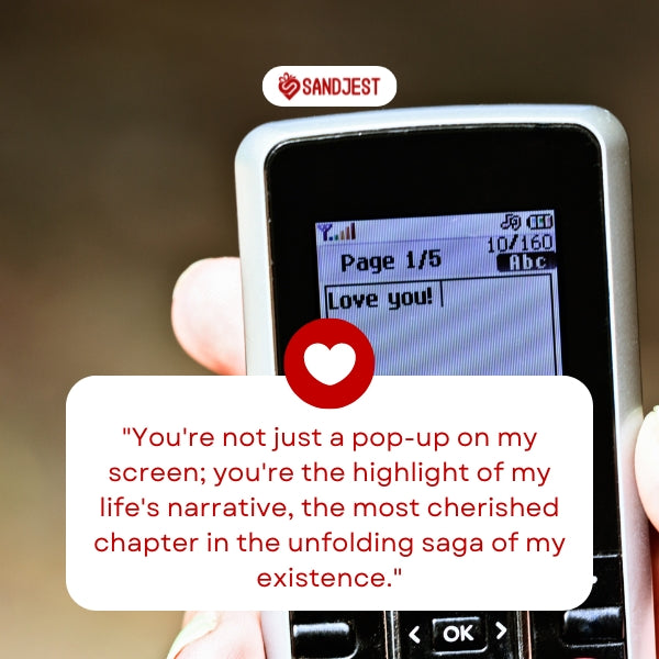A sweet love message displayed on a smartphone screen, encapsulating young romance.
