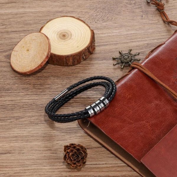 Stylish leather bracelet, personalized accessory for dad