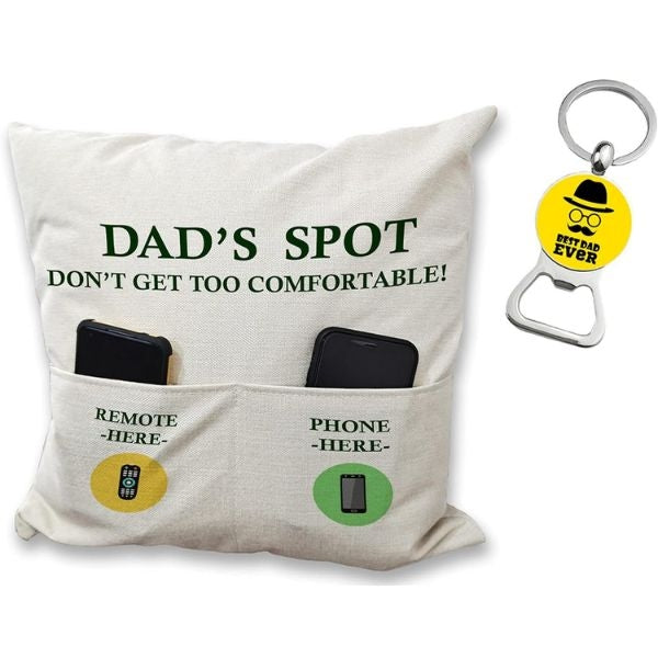 Dad’s Spot Pillow - a comfy reminder of his favorite seat for his 50th celebration.