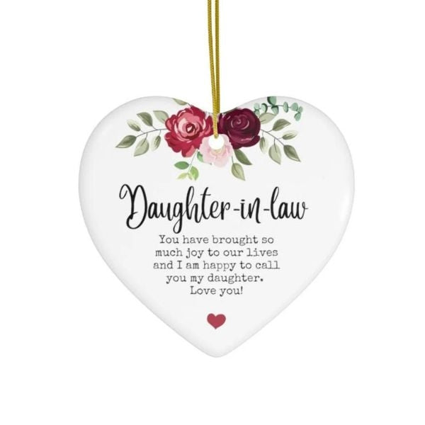 Daily Blots Co. Daughter-in-Law Ceramic Ornament, a charming keepsake, is the ideal festive addition to your daughter-in-law's holiday decor.