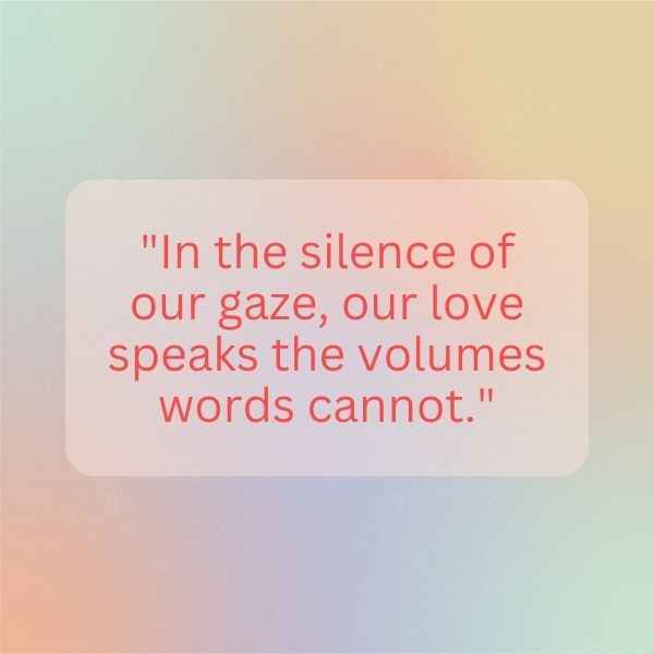 Love quote about unspoken connection on a minimalist pastel background.