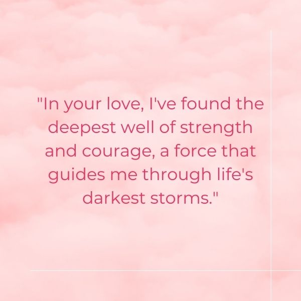 Profound love quote for her on a soft pink cloud.